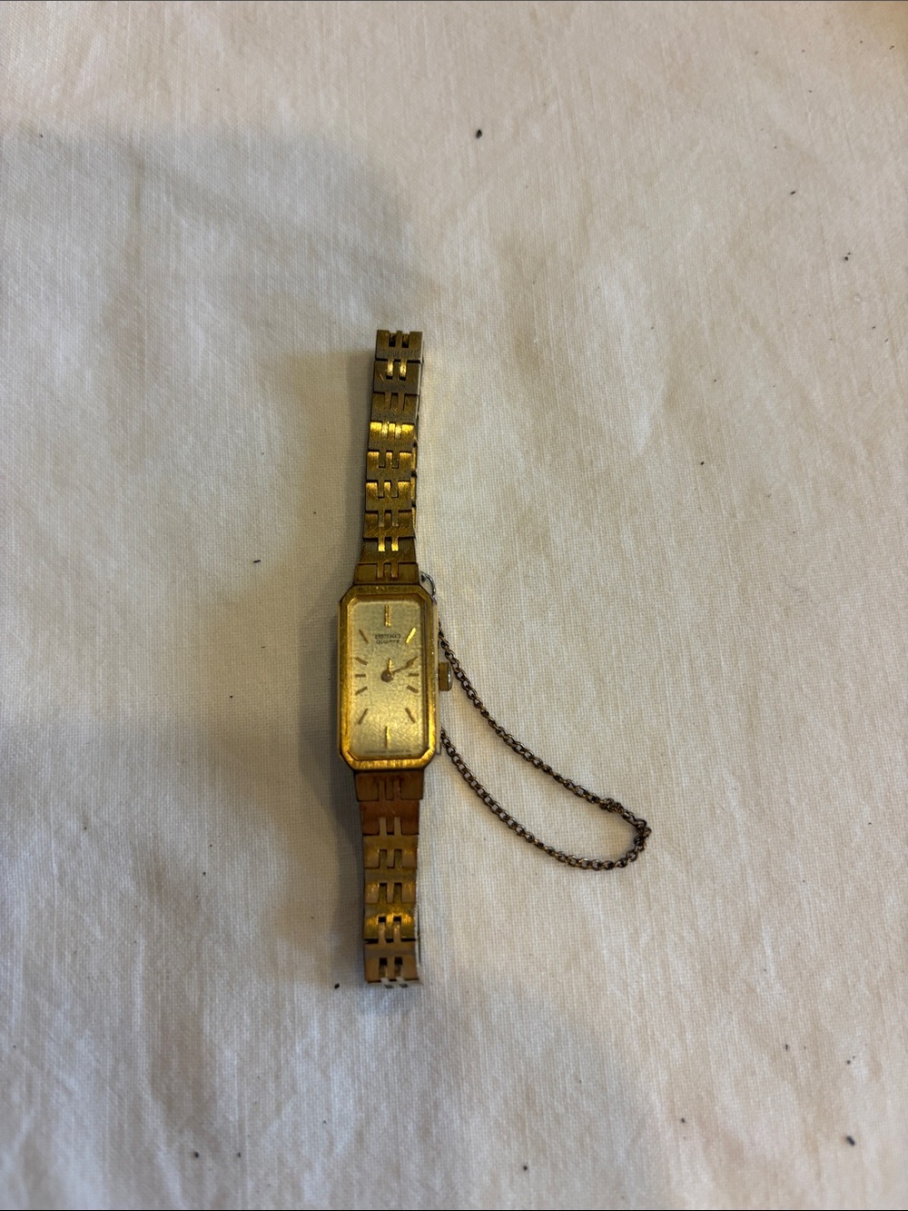 Ladies Dainty Seiko Gold Tone Ladies Rectangular Bracelet Watch